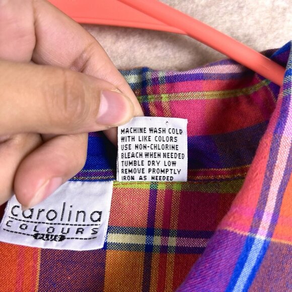 Carolina Colours Women’s 22W 3X Plaid Button Up Shirt Multi-Color Short Sleeve - Picture 6 of 15